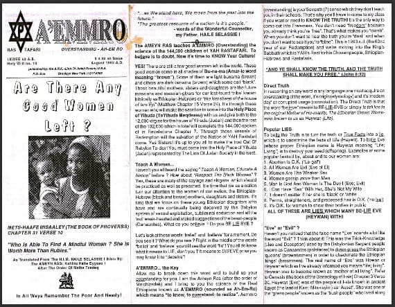 A’EMMRO | Rastafari Study Tracts #10 | Are There Any Good Women Left?