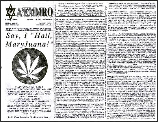 A’EMMRO | Rastafari Study Tracts #25 | Say, I “Hail MaryJuana!”