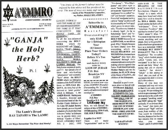 A’EMMRO | Rastafari Study Tracts #6 | “GANJA” the Holy Herb?