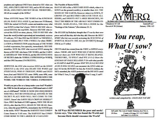 AYMERO | Rastafari Study Tracts #30 | You reap, What U sow!
