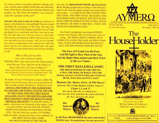 AYMERO | Rastafari Study Tracts #40 | The House Holder