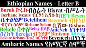 Ethiopian Names - Letter B - Amharic Names የአማርኛ ስሞች