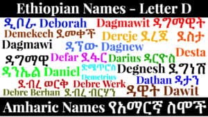 Ethiopian Names - Letter D - Amharic Names የአማርኛ ስሞች
