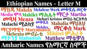 Ethiopian Names - Letter M - Amharic Names የአማርኛ ስሞች