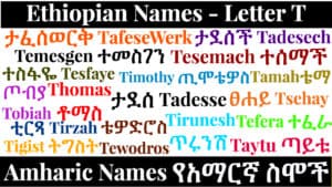 Ethiopian Names - Letter T - Amharic Names የአማርኛ ስሞች
