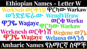 Ethiopian Names - Letter W - Amharic Names የአማርኛ ስሞች