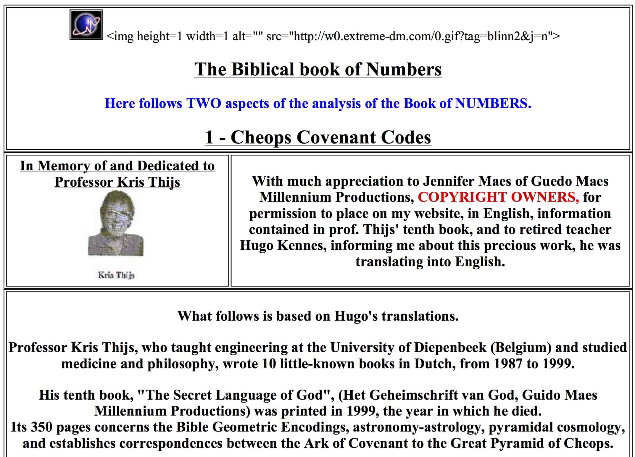 Bible Code in the Hebrew Book of Numbers