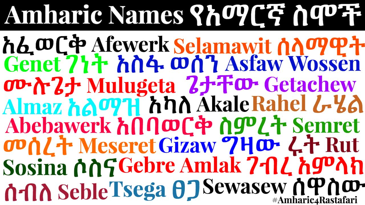 Amharic Names - Ethiopian Names (Amharic Names የአማርኛ ስሞች)